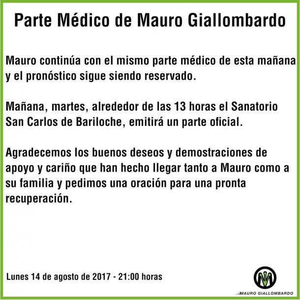 Este parte medico salio anoche